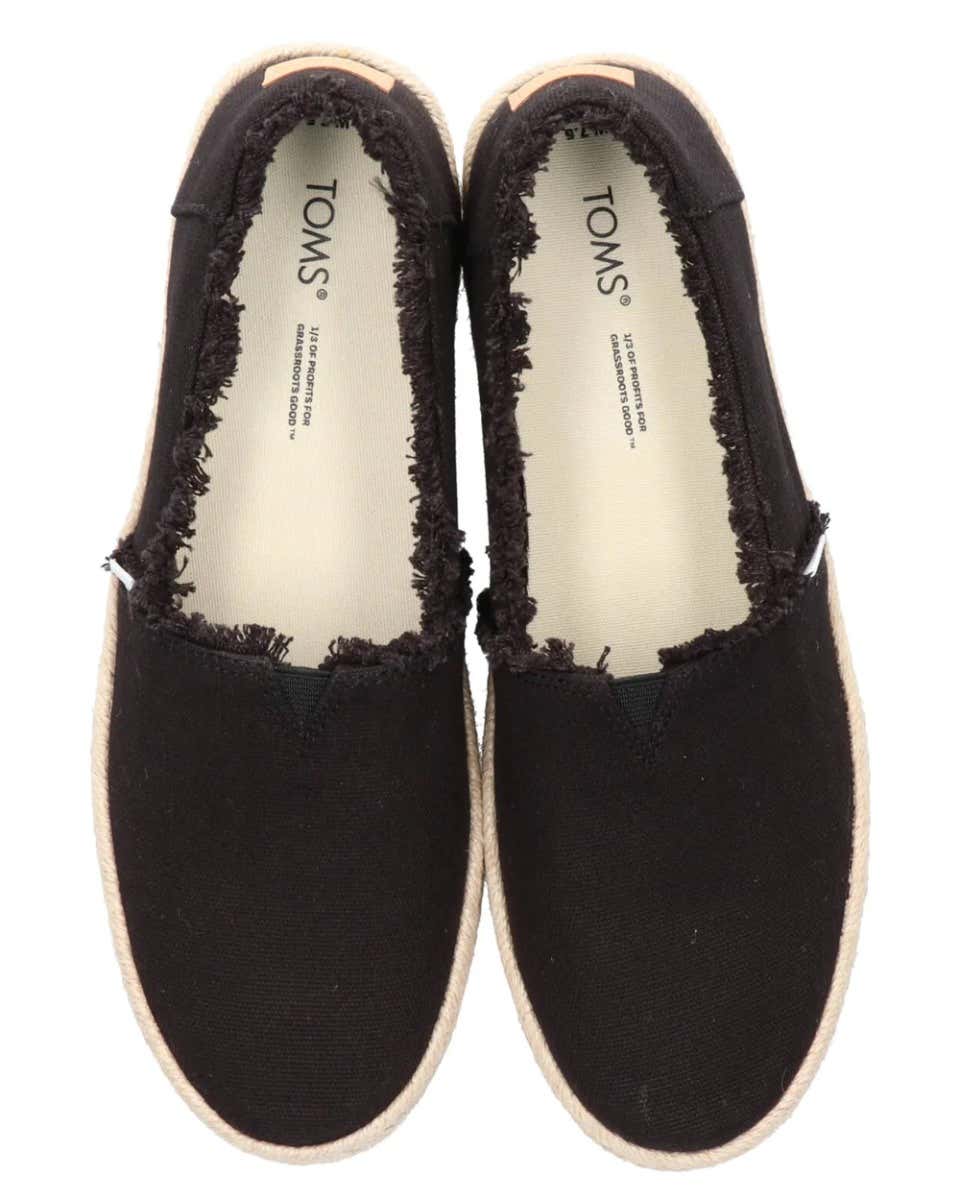 Toms Valencia Platform Espadrilles Black Beige Slip ons Women Top Brands HNAK